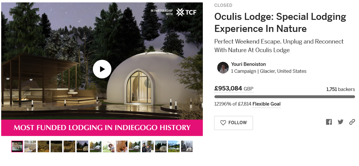 Oculis Lodge Most Funded